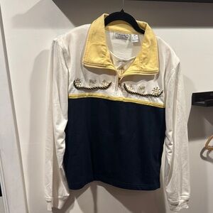 Yellow and Blue Long Sleeve Nautical Polo Sweatshirt